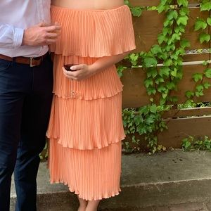 Peach tier crimped layered dress